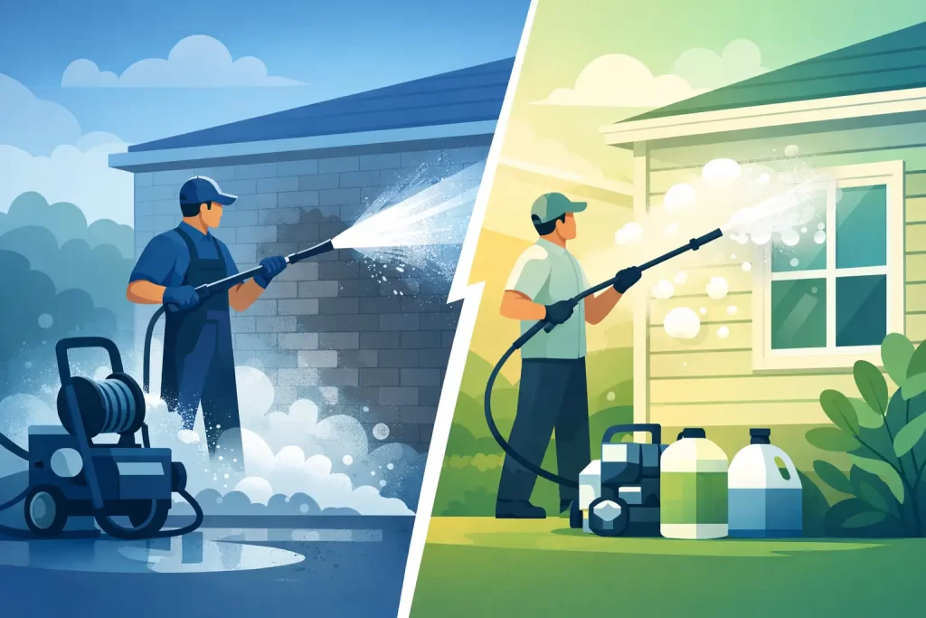 Pressure Washing vs Soft Washing